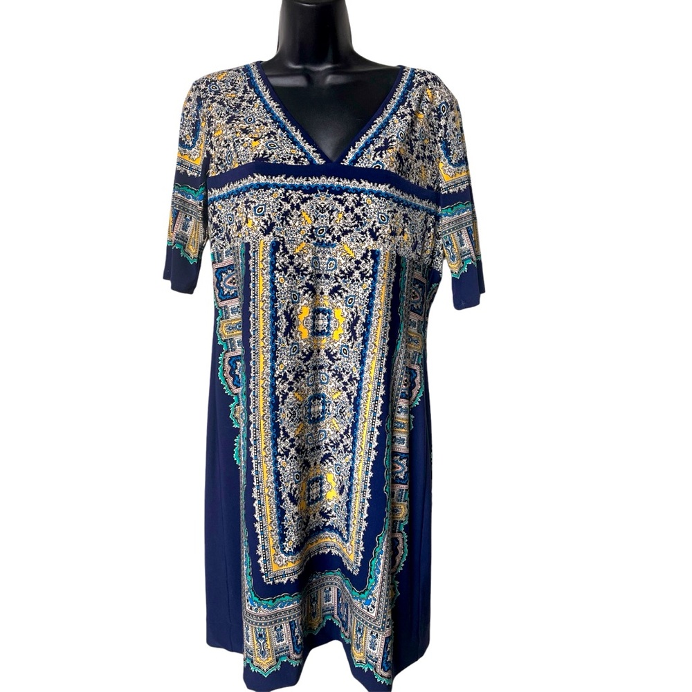 Donna Morgan Sz 8 dress all over paisley pattern blue